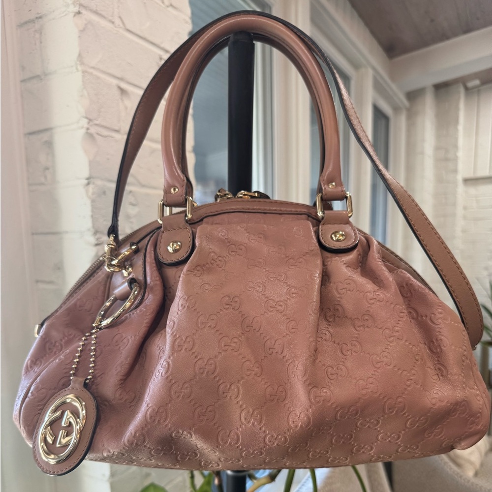 Gucci Pink Guccissima Leather Med Sukey Tote Bag w keychain BEAUTIFUL CONDITION